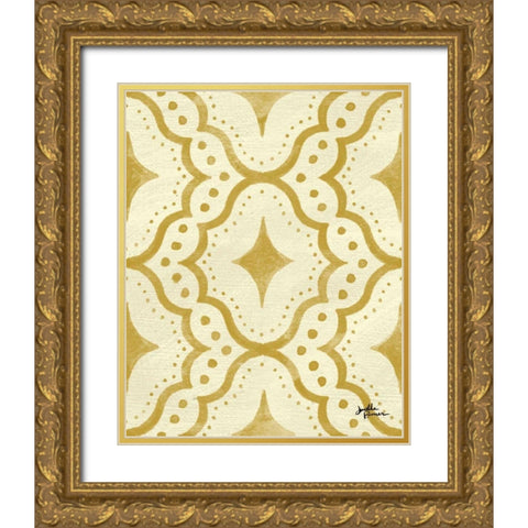 Blue Botanical Pattern VC Gold Ornate Wood Framed Art Print with Double Matting by Penner, Janelle