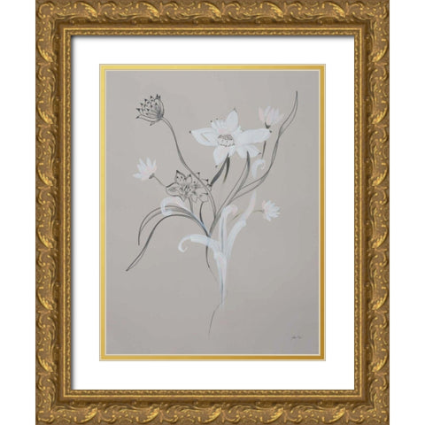 Whisper I Gold Ornate Wood Framed Art Print with Double Matting by Davis, Joan E.
