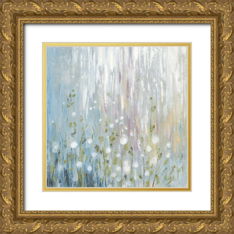January Branches Blue Green Gold Ornate Wood Framed Art Print with Double Matting by Vassileva, Silvia
