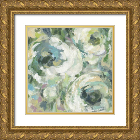 Sage and Lavender Peonies II Light Gold Ornate Wood Framed Art Print with Double Matting by Vassileva, Silvia