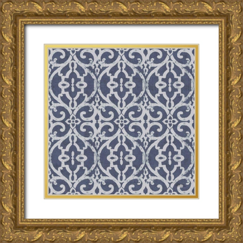Bazaar Patchwork Pattern IVB Gold Ornate Wood Framed Art Print with Double Matting by Pela Studio