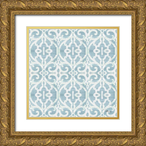 Bazaar Patchwork Pattern IVC Gold Ornate Wood Framed Art Print with Double Matting by Pela Studio