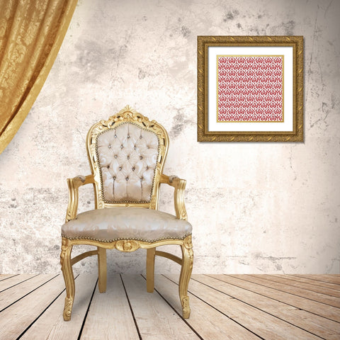 Bazaar Patchwork Pattern VA Gold Ornate Wood Framed Art Print with Double Matting by Pela Studio