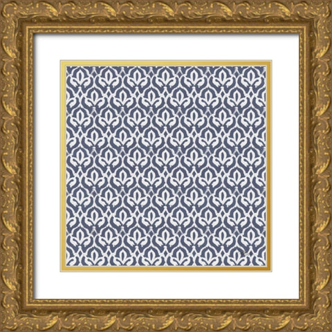 Bazaar Patchwork Pattern VC Gold Ornate Wood Framed Art Print with Double Matting by Pela Studio