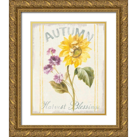 Floursack Autumn III Gold Ornate Wood Framed Art Print with Double Matting by Nai, Danhui