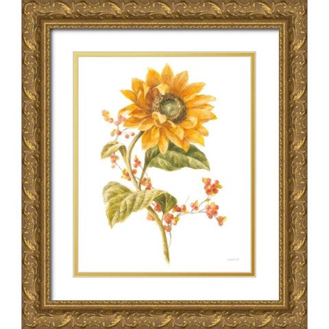 Floursack Autumn I on White Gold Ornate Wood Framed Art Print with Double Matting by Nai, Danhui