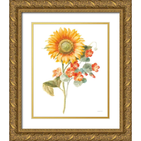 Floursack Autumn IV on White Gold Ornate Wood Framed Art Print with Double Matting by Nai, Danhui