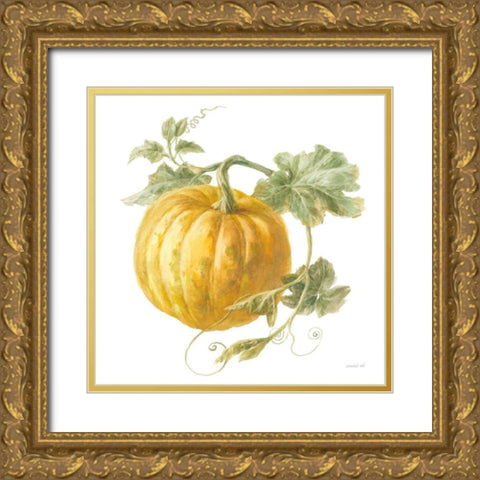 Floursack Autumn V on White Gold Ornate Wood Framed Art Print with Double Matting by Nai, Danhui