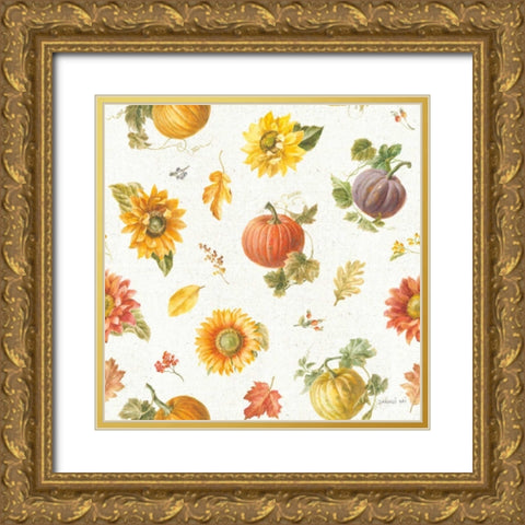 Floursack Autumn Pattern I Gold Ornate Wood Framed Art Print with Double Matting by Nai, Danhui