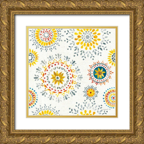 Floursack Autumn Pattern VA Gold Ornate Wood Framed Art Print with Double Matting by Nai, Danhui