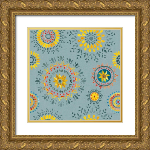 Floursack Autumn Pattern VB Gold Ornate Wood Framed Art Print with Double Matting by Nai, Danhui