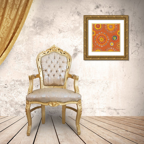 Floursack Autumn Pattern VC Gold Ornate Wood Framed Art Print with Double Matting by Nai, Danhui