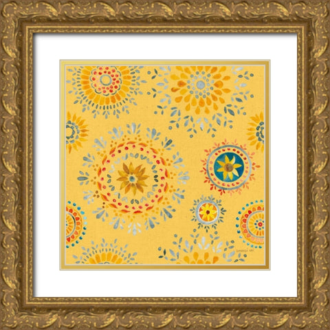 Floursack Autumn Pattern VD Gold Ornate Wood Framed Art Print with Double Matting by Nai, Danhui