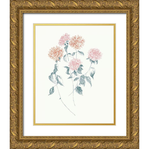 Flowers on White VI Contemporary Bright Gold Ornate Wood Framed Art Print with Double Matting by Wild Apple Portfolio