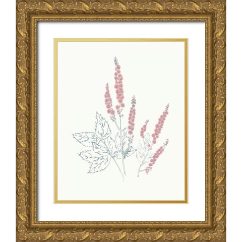 Flowers on White VII Contemporary Bright Gold Ornate Wood Framed Art Print with Double Matting by Wild Apple Portfolio