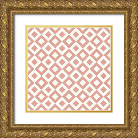 Flowers on White Contemporary Bright Pattern VC Gold Ornate Wood Framed Art Print with Double Matting by Wild Apple Portfolio