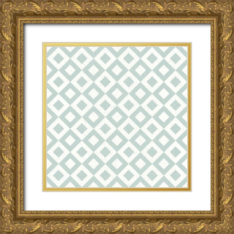 Flowers on White Contemporary Bright Pattern VD Gold Ornate Wood Framed Art Print with Double Matting by Wild Apple Portfolio