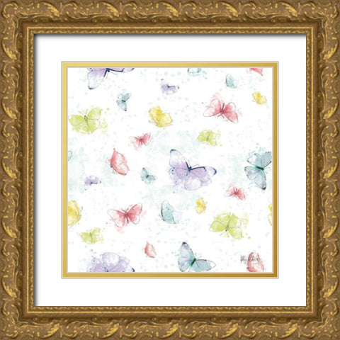 Spring Splash Pattern I Gold Ornate Wood Framed Art Print with Double Matting by Pertiet, Katie