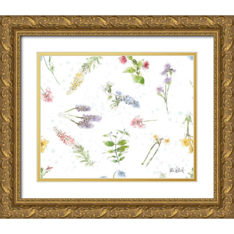 Spring Splash Pattern II Gold Ornate Wood Framed Art Print with Double Matting by Pertiet, Katie