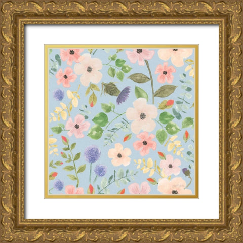 Spring Sentiments Pattern VIIIA Gold Ornate Wood Framed Art Print with Double Matting by Jackson, Jenaya