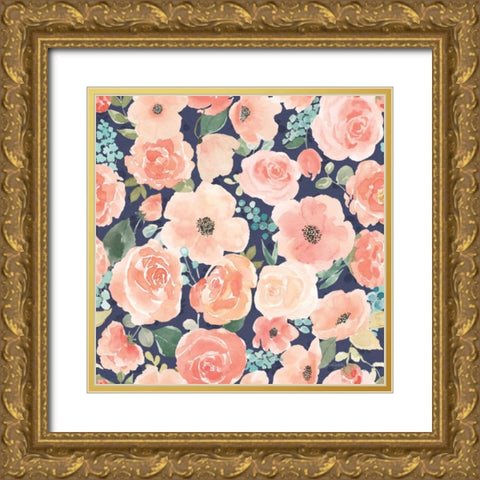 Blooming Delight Pattern VB Gold Ornate Wood Framed Art Print with Double Matting by Jackson, Jenaya
