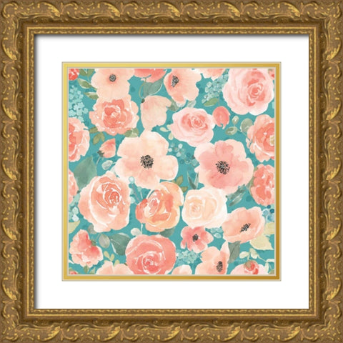 Blooming Delight Pattern VC Gold Ornate Wood Framed Art Print with Double Matting by Jackson, Jenaya