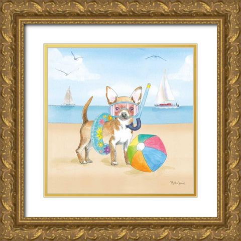 Summer Paws II No Words Gold Ornate Wood Framed Art Print with Double Matting by Grove, Beth