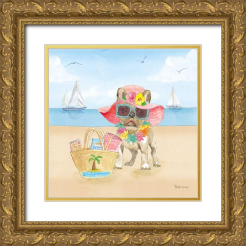 Summer Paws IV No Words Gold Ornate Wood Framed Art Print with Double Matting by Grove, Beth