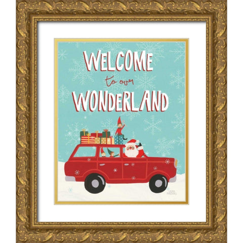 Holiday Travelers IV Wonderland Gold Ornate Wood Framed Art Print with Double Matting by Marshall, Laura