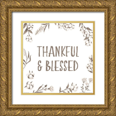 Blessed VI v2 Neutral Gold Ornate Wood Framed Art Print with Double Matting by Penner, Janelle