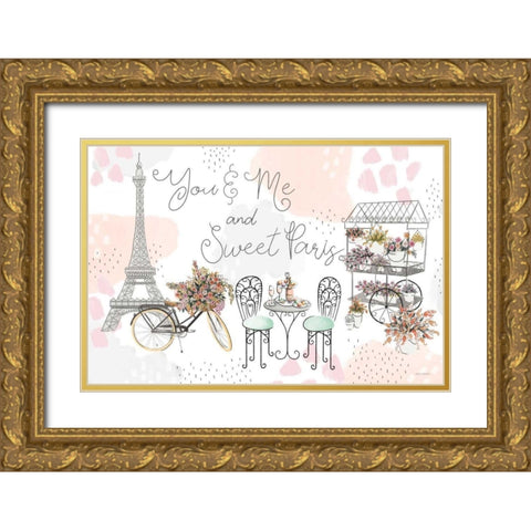 Sweet Paris I Gold Ornate Wood Framed Art Print with Double Matting by Marshall, Laura