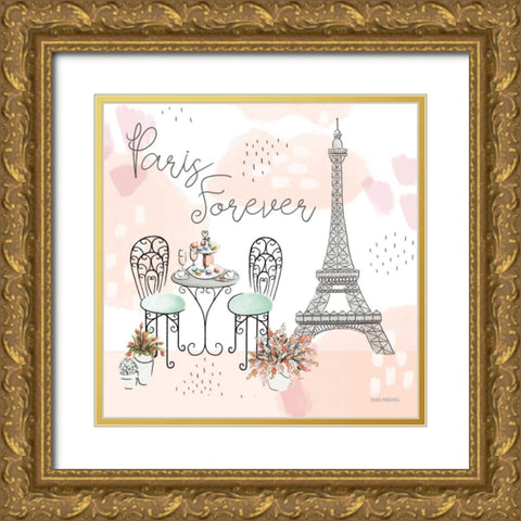 Sweet Paris III Gold Ornate Wood Framed Art Print with Double Matting by Marshall, Laura