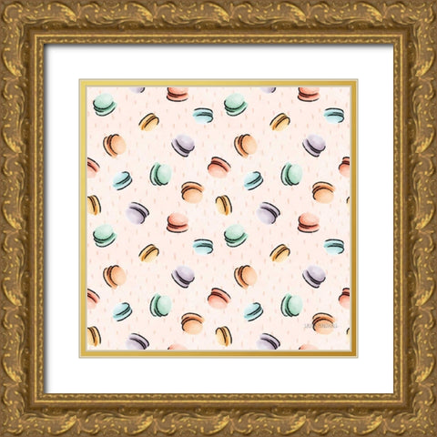 Sweet Paris Pattern II Gold Ornate Wood Framed Art Print with Double Matting by Marshall, Laura