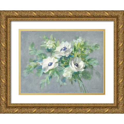 Bouquet for You Gold Ornate Wood Framed Art Print with Double Matting by Nai, Danhui