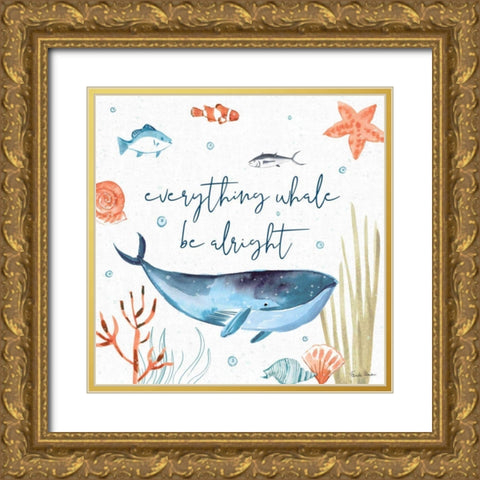 Whale Tale IV Gold Ornate Wood Framed Art Print with Double Matting by Zaman, Farida