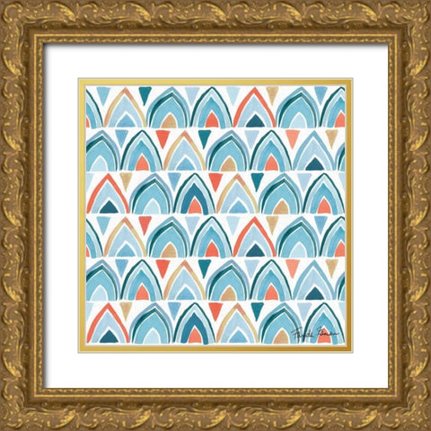 Whale Tale Pattern IV Gold Ornate Wood Framed Art Print with Double Matting by Zaman, Farida