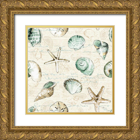 Ocean Prints Step 05 Gold Ornate Wood Framed Art Print with Double Matting by Pela Studio