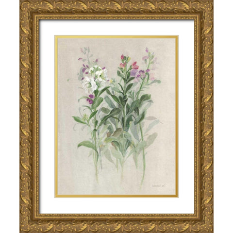 Sprigs of June I Gold Ornate Wood Framed Art Print with Double Matting by Nai, Danhui