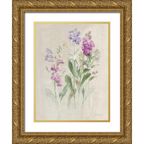 Sprigs of June II Gold Ornate Wood Framed Art Print with Double Matting by Nai, Danhui