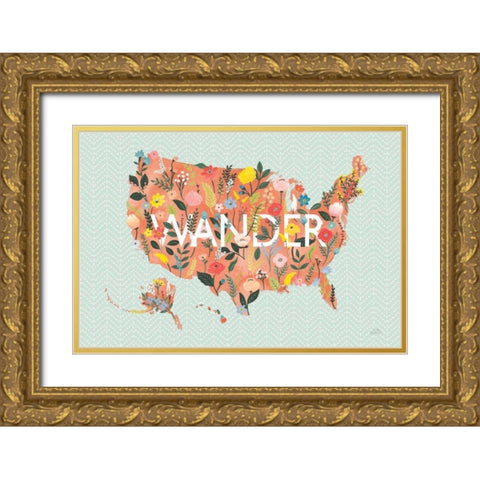 Wild Garden USA Gold Ornate Wood Framed Art Print with Double Matting by Marshall, Laura