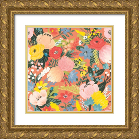 Wild Garden Pattern IB Gold Ornate Wood Framed Art Print with Double Matting by Marshall, Laura