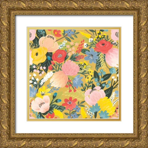 Wild Garden Pattern IC Gold Ornate Wood Framed Art Print with Double Matting by Marshall, Laura