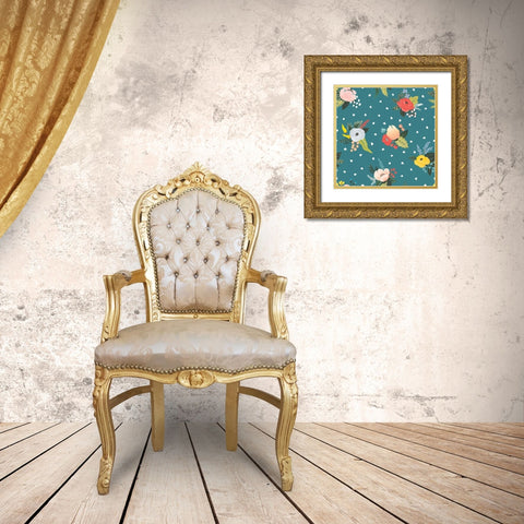 Wild Garden Pattern VA Gold Ornate Wood Framed Art Print with Double Matting by Marshall, Laura