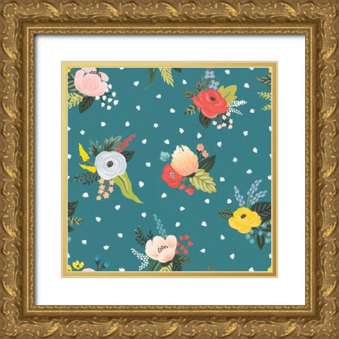 Wild Garden Pattern VA Gold Ornate Wood Framed Art Print with Double Matting by Marshall, Laura