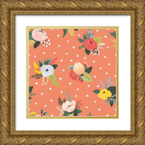 Wild Garden Pattern VB Gold Ornate Wood Framed Art Print with Double Matting by Marshall, Laura