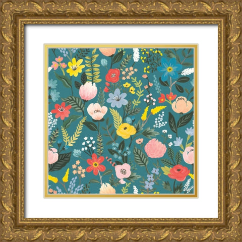 Wild Garden Pattern XIA Gold Ornate Wood Framed Art Print with Double Matting by Marshall, Laura