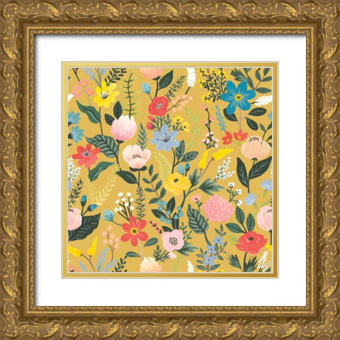 Wild Garden Pattern XIC Gold Ornate Wood Framed Art Print with Double Matting by Marshall, Laura