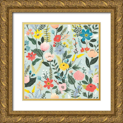 Wild Garden Pattern XID Gold Ornate Wood Framed Art Print with Double Matting by Marshall, Laura