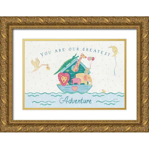 Happy Baby I Gold Ornate Wood Framed Art Print with Double Matting by Zaman, Farida