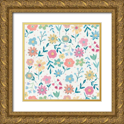 Happy Baby Pattern IA Gold Ornate Wood Framed Art Print with Double Matting by Zaman, Farida